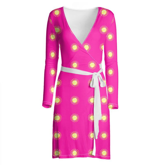 Sunny Pink Wrap Dress