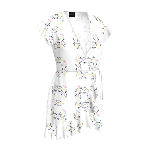 White Tea Dress with colourful patterns