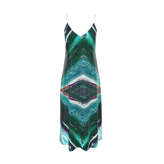 Emerald Geometric Slip Dress